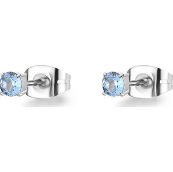 Módní doplněk S'Agapõ Drobné ocelové náušnice se světle modrým krystalem Dazzly SDZ50 + 2 měsíce na vrácení zboží