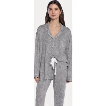 Dámské noční prádlo GUASCH Dámské pyžamo SALMA, Šedá, V dárkovém boxu, Viskóza 70% / Polyester 25% / Elastan 5%, Dlouhý rukáv - vel. S