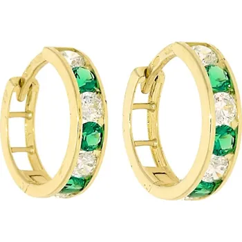 Náušnice Goldstore Zlaté dětské náušnice zelenobílé Váha: 1.55 g