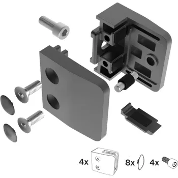 Zábradlí Hahn Steel Držák skla 52x52mm pro plochý podklad, model 26 – SET 4 ks, nerez AISI 304, černá RAL 9005