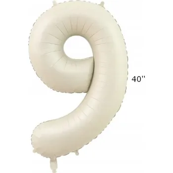 Balónek Fóliový balónek číslice BÉŽOVÁ 9 DEVÍTKA na hélium 100cm PÁRTY OSLAVA NAROZENINY