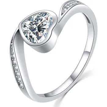 Prsten MOISS Něžný stříbrný prsten se zirkony Srdíčko R00021 56 mm + 2 měsíce na vrácení zboží
