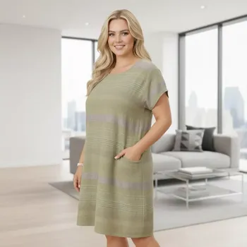 Dámské oblečení Dámské khaki bavlněné letní šaty M2693