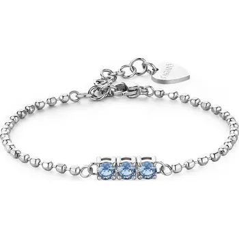 Náramek S'Agapõ Ocelový kuličkový náramek se světle modrými zirkony Dazzly SDZ24 + 2 měsíce na vrácení zboží