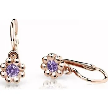 Náušnice Cutie Jewellery Dětské náušnice z růžového zlata C2030-10-X-4 fialová + 2 měsíce na vrácení zboží