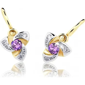 Náušnice Cutie Jewellery Zlaté dětské náušnice C2203-10-X-1 fialová + 2 měsíce na vrácení zboží