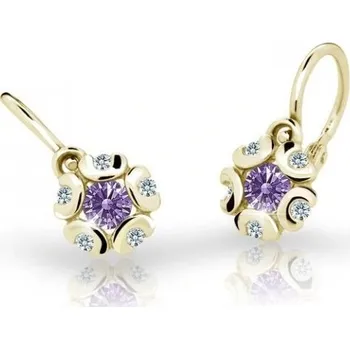 Náušnice Cutie Jewellery Zlaté dětské náušnice C2178-10-X-1 fialová + 2 měsíce na vrácení zboží