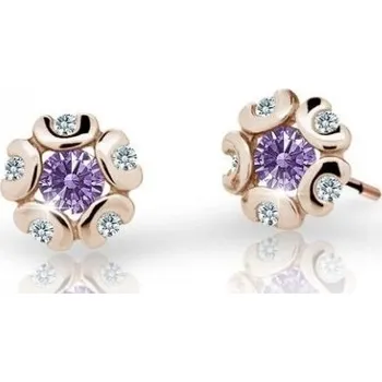 Náušnice Cutie Jewellery Dětské náušnice z růžového zlata C2178-30-X-4 fialová + 2 měsíce na vrácení zboží