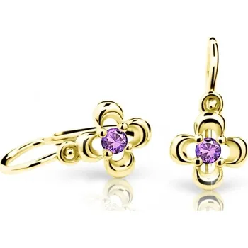 Náušnice Cutie Jewellery Zlaté dětské náušnice C2013-10-X-1 fialová + 2 měsíce na vrácení zboží