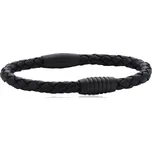 Boccia Titanium Černý kožený propletený náramek 0347-0721 21 cm + 2 měsíce na vrácení zboží