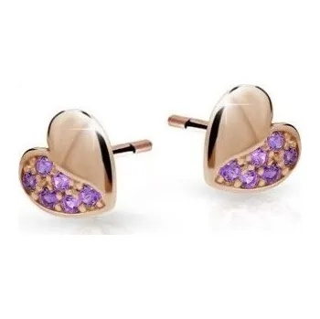 Náušnice Cutie Jewellery Dětské náušnice z růžového zlata C2160-30-X-4 fialová + 2 měsíce na vrácení zboží