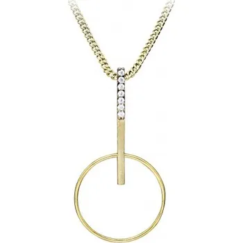 Módní doplněk Silver Cat Minimalistický pozlacený náhrdelník se zirkony SC523 (řetízek, přívěsek) + 2 měsíce na vrácení zboží