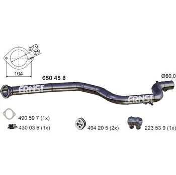Přední díl výfuku Výfuková trubka ERNST 650458