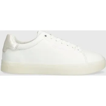 Dámské tenisky Kožené tenisky Calvin Klein CUPSOLE LACE UP PEARL HW0HW01897 bílá 00A, EUR 41