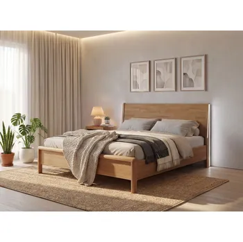 Postel Dřevěná postel s integrovaným LED osvětlením DUETTO z bukového, jasanového nebo dubového masivu výrobce světspánku.cz. Dostupná ve všech rozměrech, včetně atypických. 200x90, olej Cherry, jádrový buk