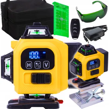 Měřící laser Laserová vodováha křížová 4D 360 Zelená 16 linií samonivelační