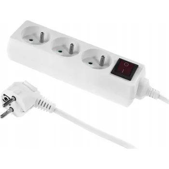 Napájecí kabel Prodlužovací Kabel přívod Plast-Rol 1,5 m 3 ks zásuvek bílý