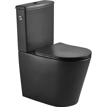 Klozet WC kombi komplet SAT Brevis vírové černé mat vario odpad SATBRE031RTORVPBKM