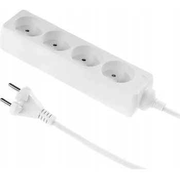 Napájecí kabel PRODLUŽOVACÍ KABEL ZÁSUVKOVÁ LIŠTA 4 ZÁSUVKY BEZ UZEMNĚNÍ 3M BÍLÁ PLASTROL