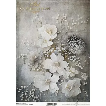 Umělecký papír Rýžový papír na decoupage ITD - Zimní kytice - R2344