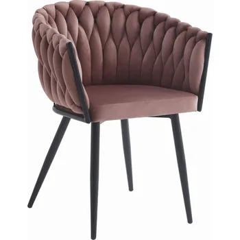 Tmavě růžové jídelní křeslo ORION VELVET s černými nohami