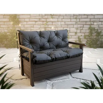 Zahradní lavice Prošívané sezení ELIAS, polstr na zahradní lavici - sedák s opěrkou, ANTRACIT color 02A, různé rozměry, Mybesthome Rozměr: 100x60x50 cm