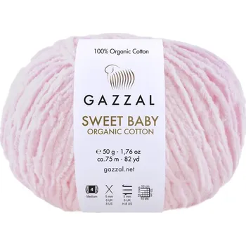 Příze Gazzal Příze Sweet baby organic cotton 2613 pastelová růžová