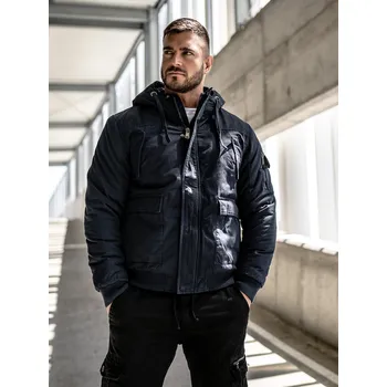 Pánský kabát Tmavě modrá silná pánská zimní bavlněná bunda Bolf 1890A - S