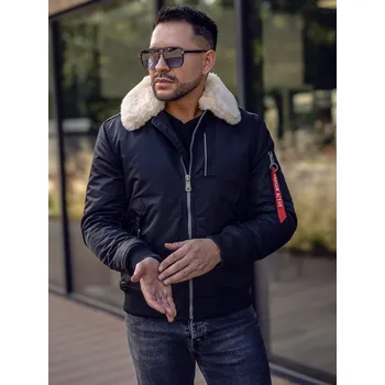 Pánský kabát Černá pánská přechodová letecká bunda Bolf EX1787 - M