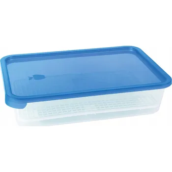 Dóza na potraviny Organizér do lednice s odkapávací mřížkou Juypal Hogar, modrý, 4,5 l