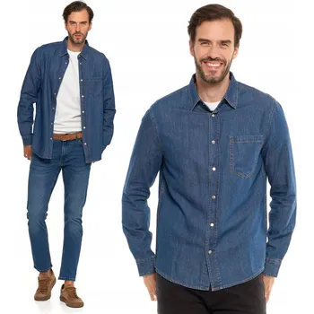 Pánská košile Moraj pánská ležérní košile, džínová košile bavlněná, dlouhý rukáv, střih regular, bavlna, velikost M