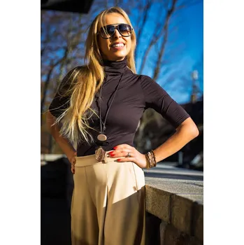 Dámský svetr Jadberg Women Hnědý rolák s krátkým rukávem Bruno Velikost: XL