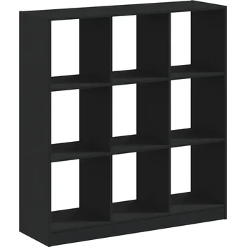 Knihovna Regál na knihy, 9 přihrádek, 102x32x108 cm, černý