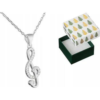 Náhrdelník Stříbrný houslový klíč Stříbrný náhrdelník se zirkony Stříbro Rhodiovaný 40 cm