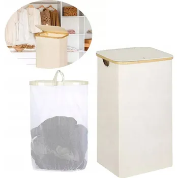 Koš na prádlo ÚZKÝ KOŠ NA PRÁDLO S VÍKEM, ÚLOŽNÝ PROSTOR NA OBLEČENÍ 63L S KLOPOU, VYSOKÝ 70 cm