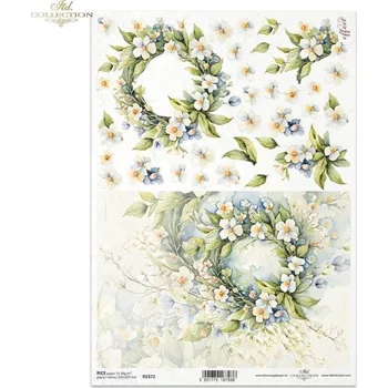 Umělecký papír Rýžový papír na decoupage ITD - Květinový, 3D efekt - R2372