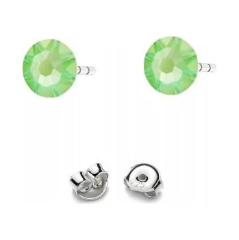 Náušnice Stříbrné Náušnice 925 s krystaly Swarovski Rose 4,5 mm Electric Green Del.