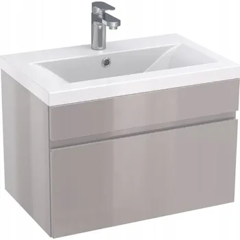 Koupelnový nábytek Závěsná koupelnová skříňka s umyvadlem 60 cm šedý lesk TRENT