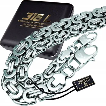 Náramek STŘÍBRNÝ NÁRAMEK + ŘETÍZEK KRÁLOVSKÝ VZOR OCEL CHIRURGICKÁ ORIGINÁL