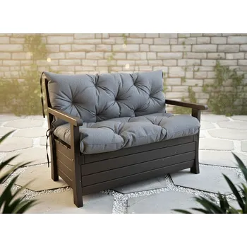 Zahradní lavice Prošívané sezení ELIAS, polstr na zahradní lavici - sedák s opěrkou, ŠEDÁ color 23, různé rozměry, Mybesthome