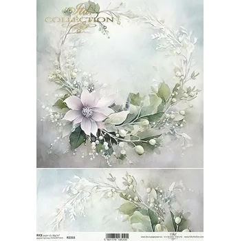 Umělecký papír Rýžový papír na decoupage ITD - Zimní kytice - R2333