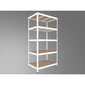 Dílenský regál Kovový regál policový Biedrax 35 x 90 x 240 cm, bílý - 5 polic MDF, 300 kg