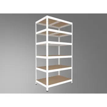 Dílenský regál Kovový regál do sklepa Biedrax 50 x 75 x 270 cm, bílý - 6 polic MDF
