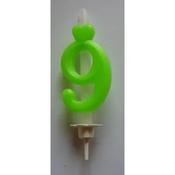 Dortová svíčka Dortová svíčka zelená reflexní - číslice 9