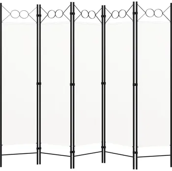 Paraván Paraván 5-dílný bílý 200x180 cm, elegantní doplněk do interiéru