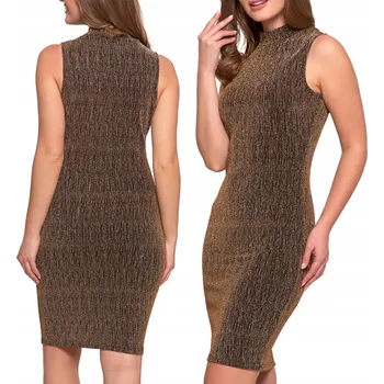 Dámské šaty Dámské lesklé midi koktejlové Šaty , přiléhavé Elegantní MORAJ XL