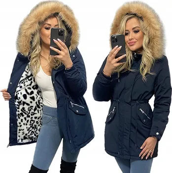 Dámský kabát Soprato dámský kabát vícebarevný klasický s kapucí 0578 zimní zateplený dámský kabát panterka velikost S