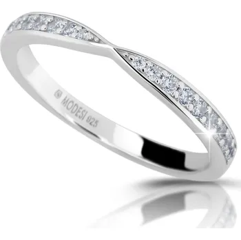 Módní doplněk Modesi Třpytivý stříbrný prsten se zirkony M01111 58 mm + 2 měsíce na vrácení zboží