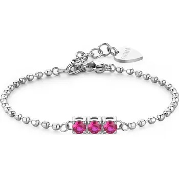 Náramek S'Agapõ Ocelový kuličkový náramek s fuchsiovými zirkony Dazzly SDZ22 + 2 měsíce na vrácení zboží