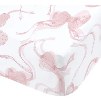 Prostěradlo Bílé/růžové napínací prostěradlo 90x190 cm Bow – Catherine Lansfield ID_1801829